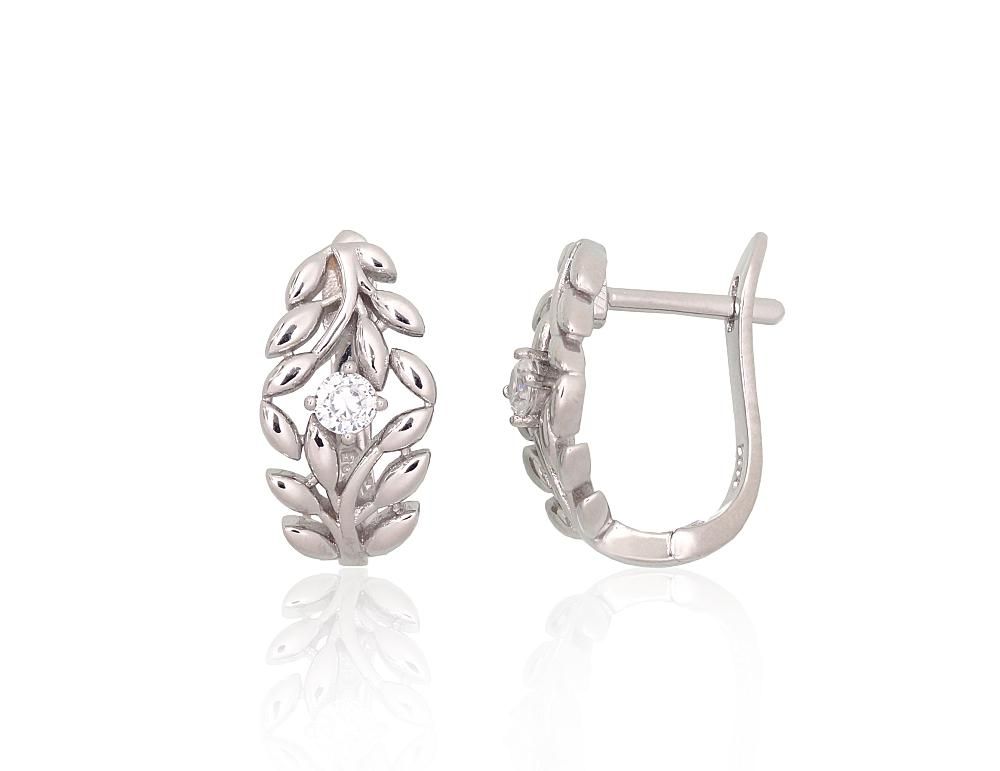 Silver Earrings English Clasp A2204233PRhGrCZ