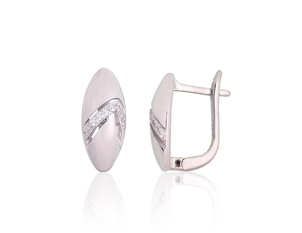 Silver Earrings English Clasp A2204217PRhGrCZ