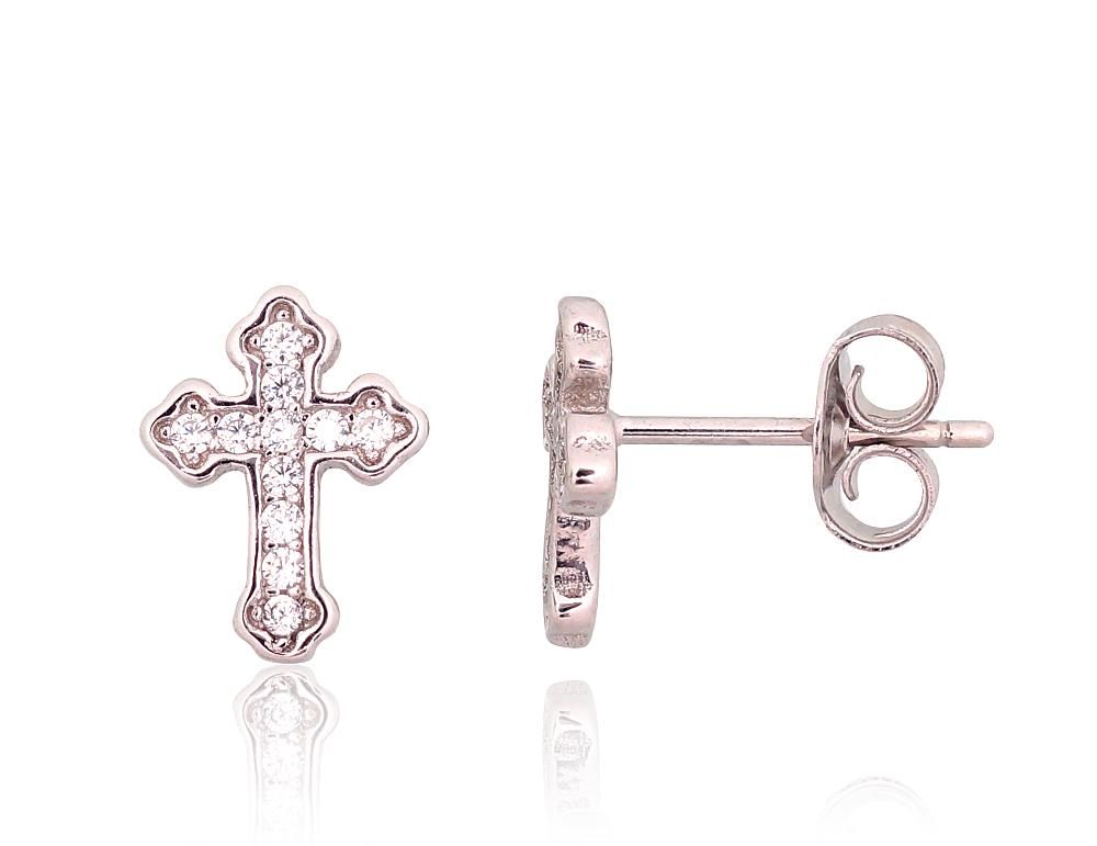 Silver Earrings A2203730PRhGrCZ