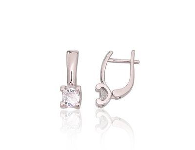 Silver Earrings with English Clasp A2204271PRhGrCZ