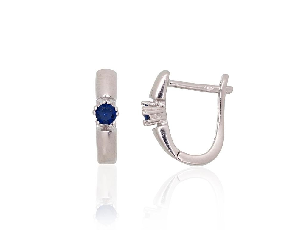 Silver Earrings with English Clasp A2203105PRhGrCZB