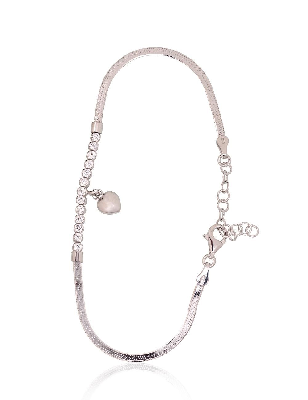Silver Bracelet Adjustable Length A2600422PRhGrCZ
