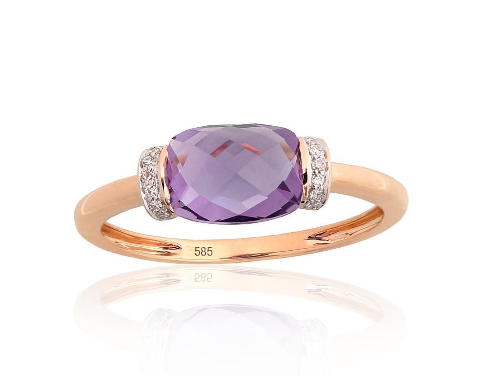 With Gemstone Gold Ring A1101226AuRPRhWDIAM