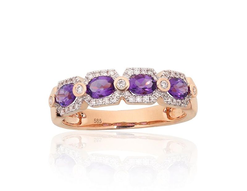 Mit Edelstein-Goldring A1101220AuRPRhWDIAM Mit Edelstein-Goldring A1101220AuRPRhWDIAM