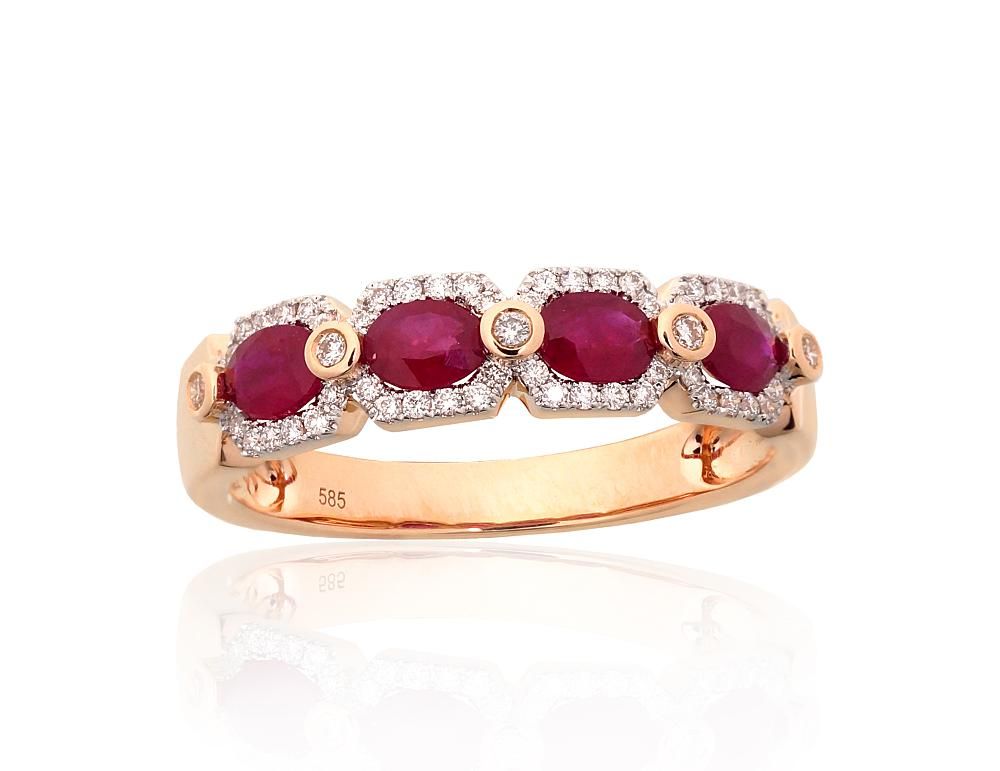 With Gemstone Gold Ring A1101220AuRPRhWDIRB