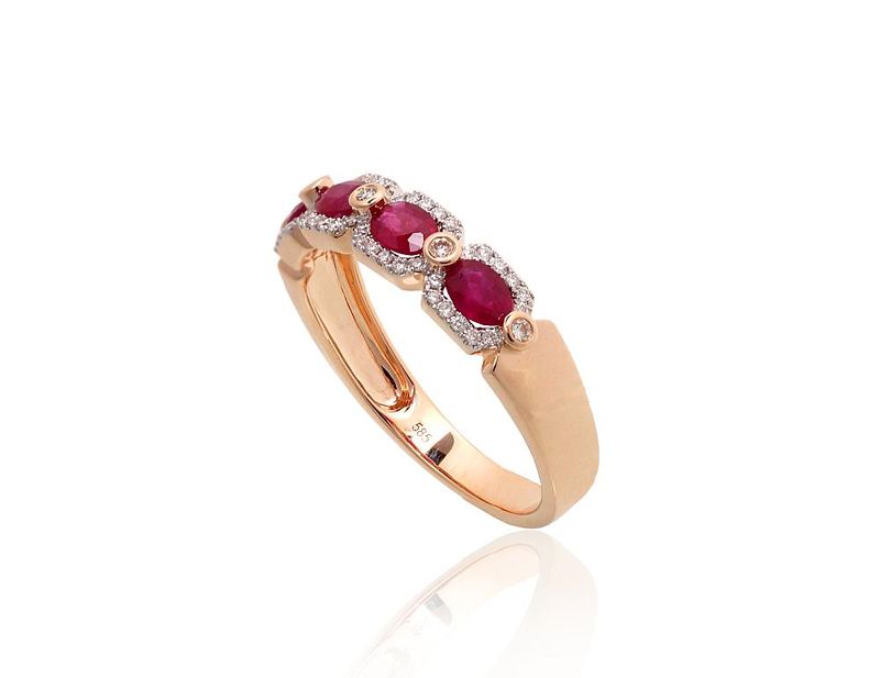 With Gemstone Gold Ring A1101220AuRPRhWDIRB
