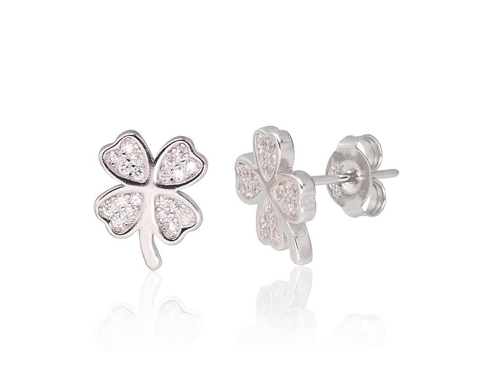Silver Earrings A2203675PRhGrCZ