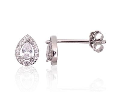 Silver Earrings A2203688PRhGrCZ