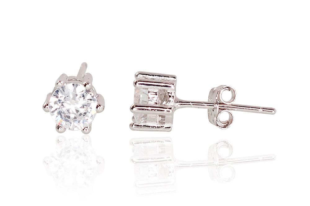 Silver Earrings A2203000PRhGrCZ