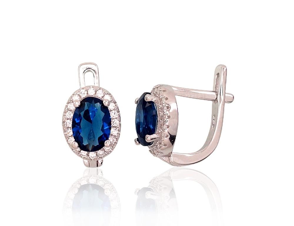 Silver Earrings with English Clasp A2202954PRhGrCZCZB