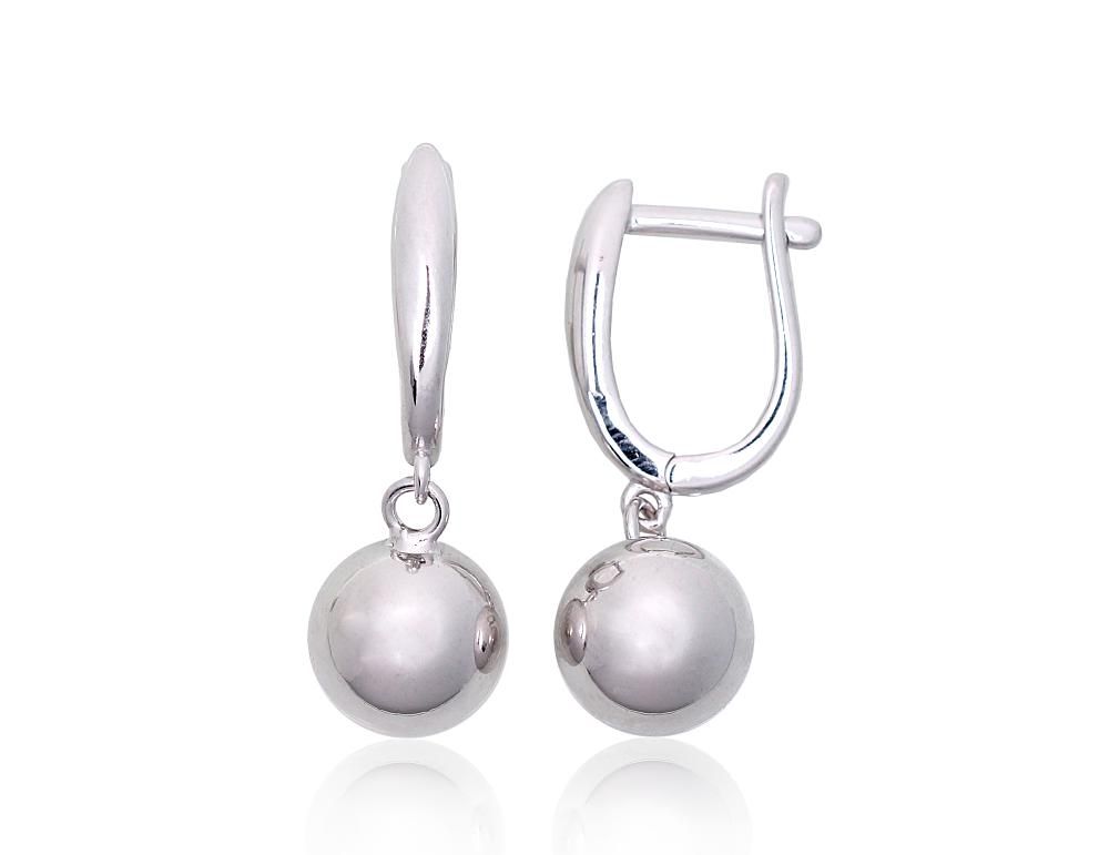 Silver Earrings with English Clasp A2203855PRhGr