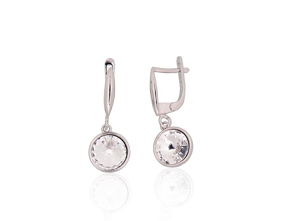 Silver Earrings with English Clasp A2204275PRhGrSV