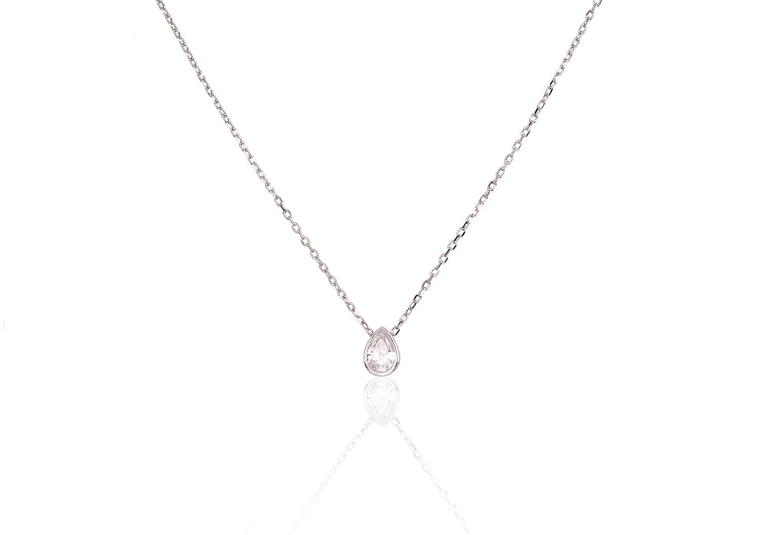 Silver Necklace Adjustable Length A2500116PRhGrCZ