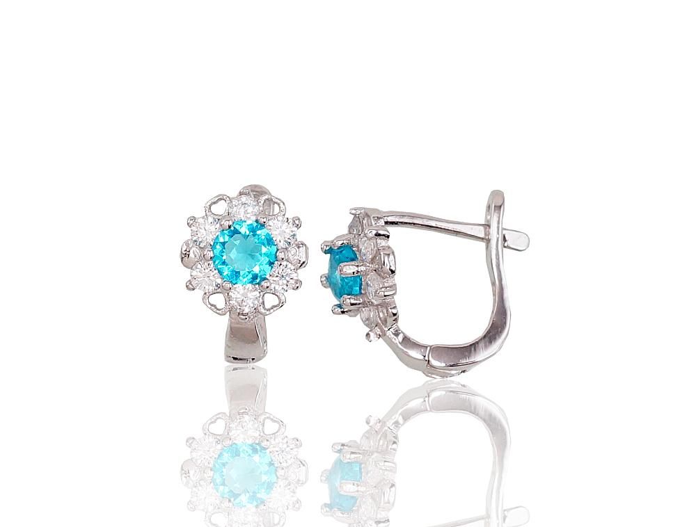 Silver Earrings with English Clasp A2202945PRhGrCZCZAQ