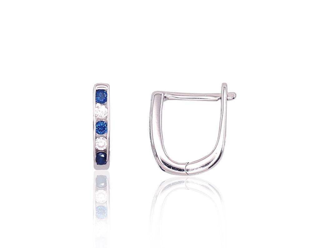 Silver Earrings with English Clasp A2202950PRhGrCZCZB