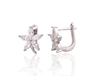 Silver Earrings with English Clasp A2204286PRhGrCZ