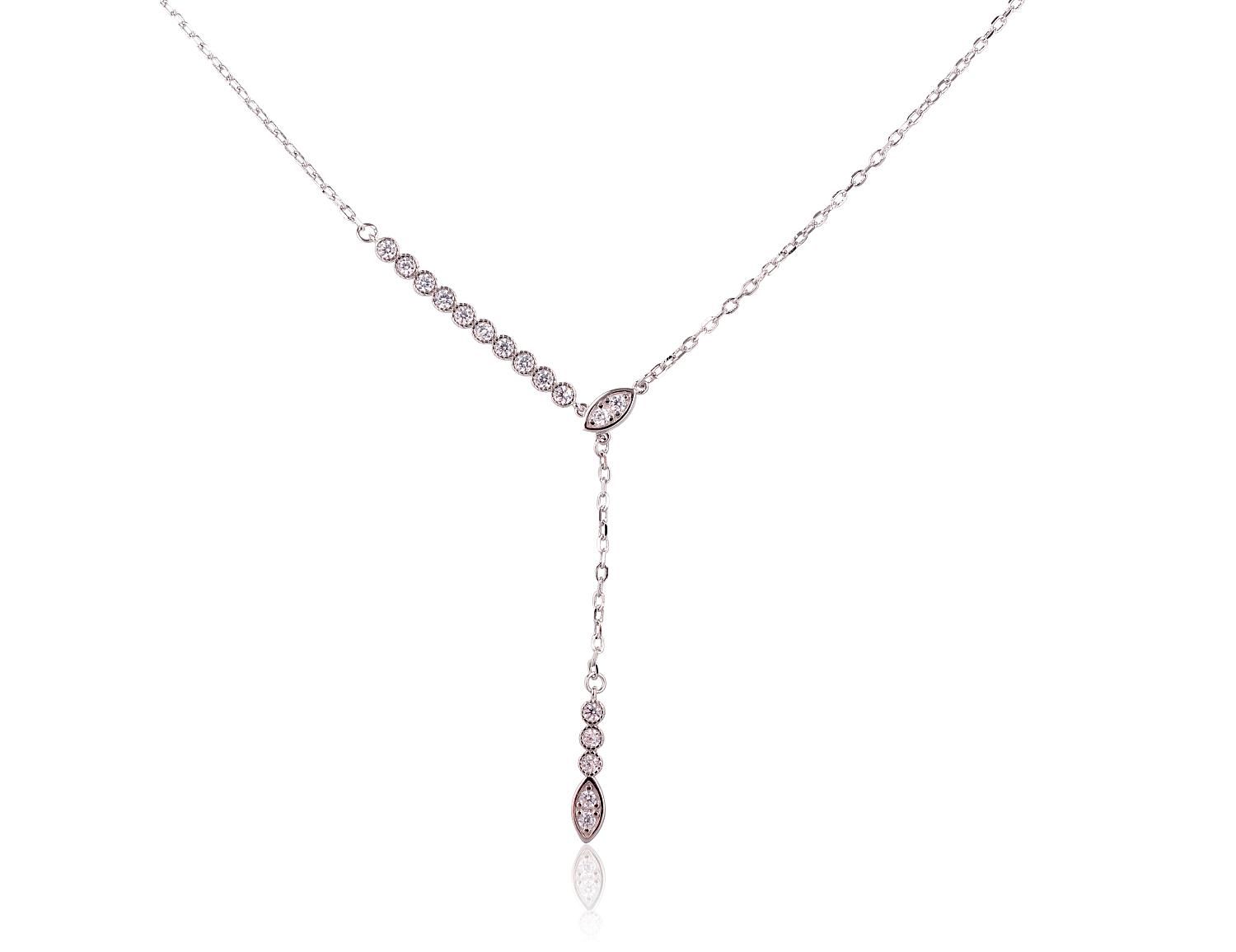 Silver Necklace Adjustable Length A2500131PRhGrCZ