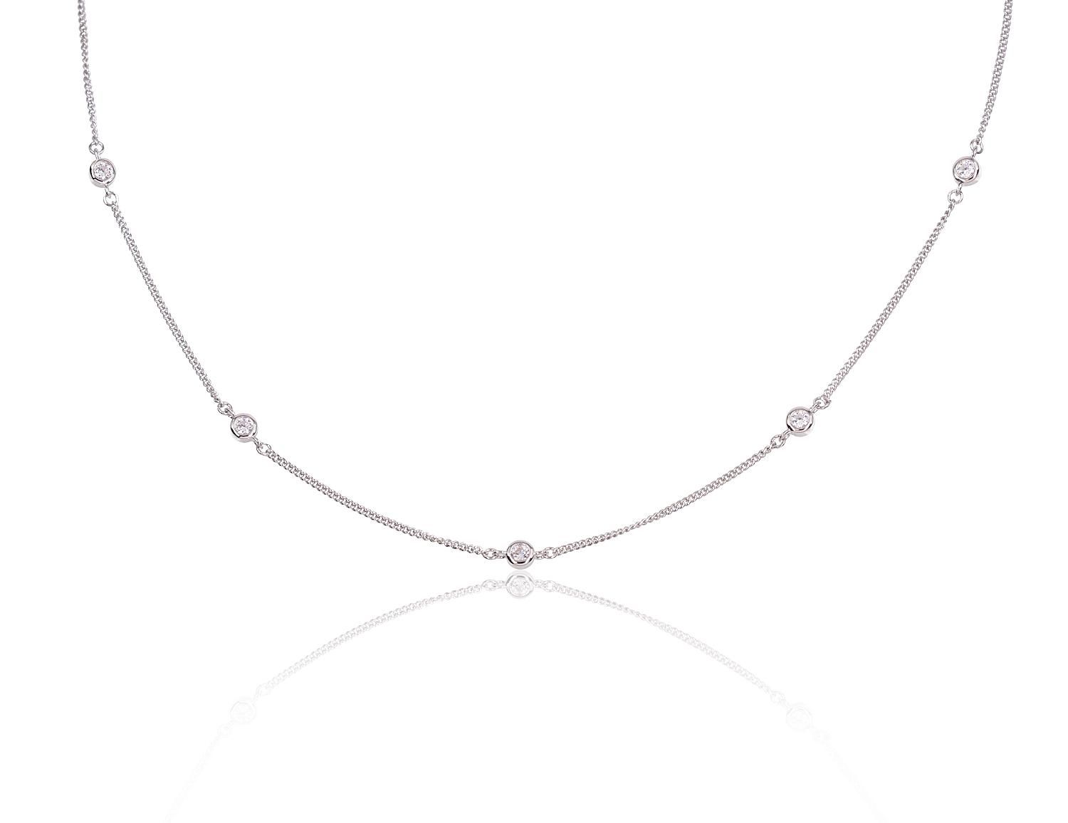 Silver Necklace Adjustable Length A2500136PRhGrCZ