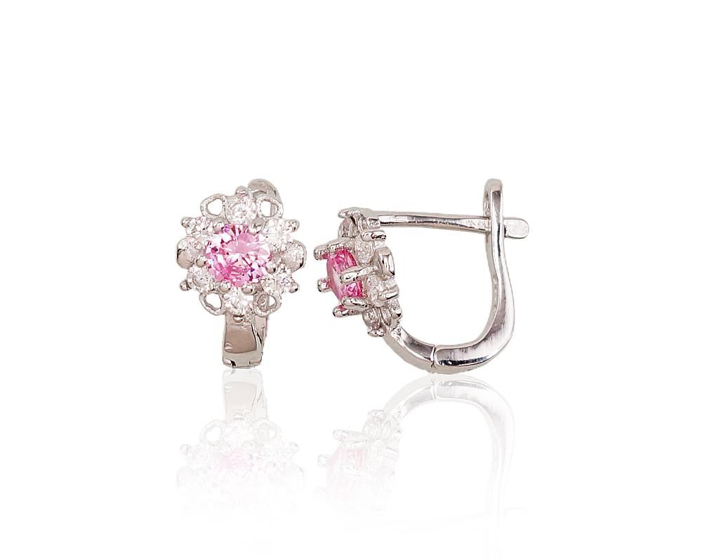 Silver Earrings with English Clasp A2202945PRhGrCZCZPI