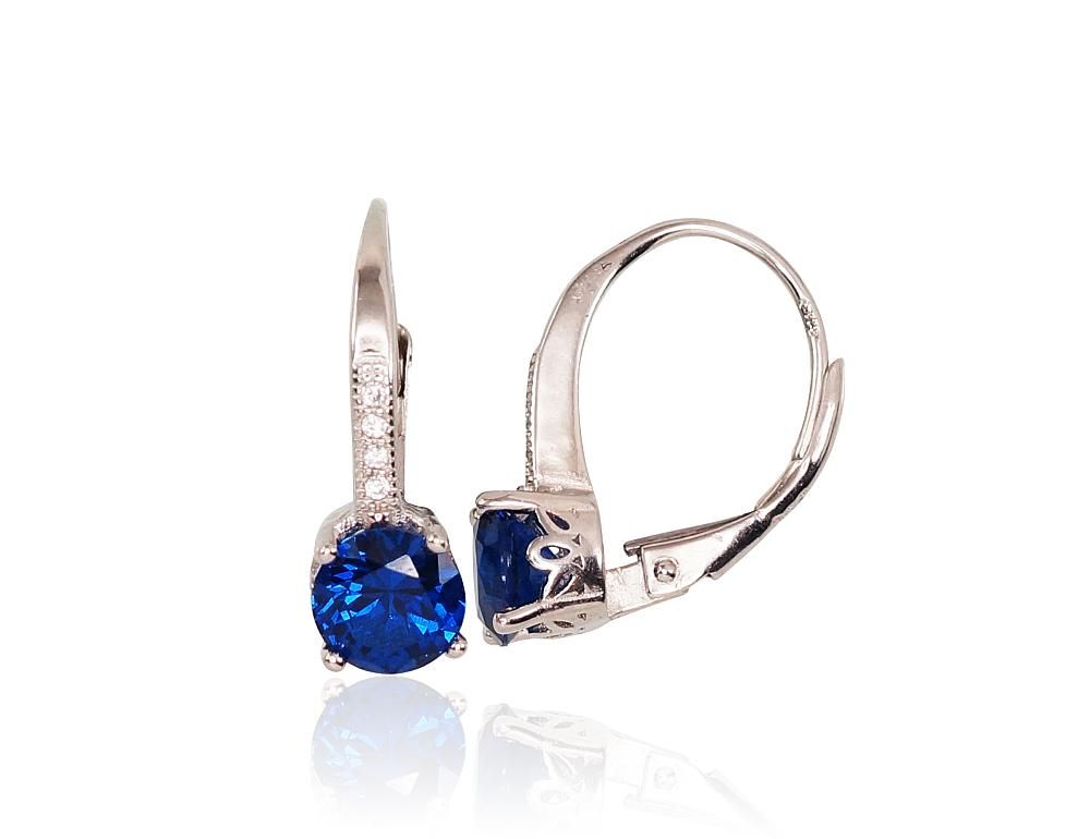 Silver Earrings with English Clasp A2203102PRhGrCZCZDB