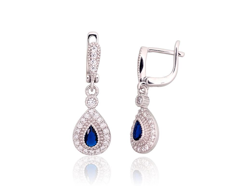 Silver Earrings with English Clasp A2203755PRhGrCZCZDB