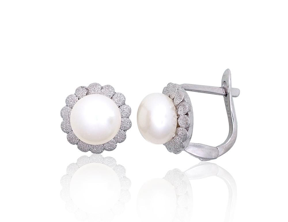 Silver Earrings English Clasp A2203840PRhGrPE