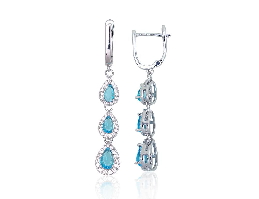 Silver Earrings with English Clasp A2203854PRhGrCZCZAQ