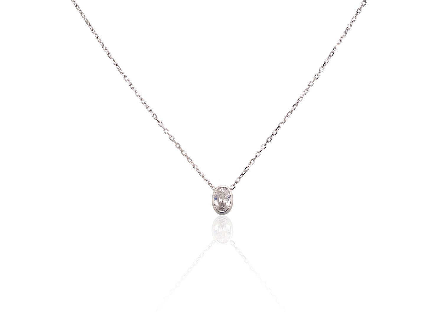 Silver Necklace Adjustable Length A2500148PRhGrCZ