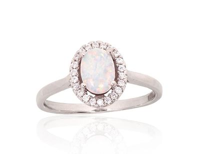 Silver ring A2101933PRhGrCZOPW Silver 925° Rhodium Plating Zirkons  Opalit  Women