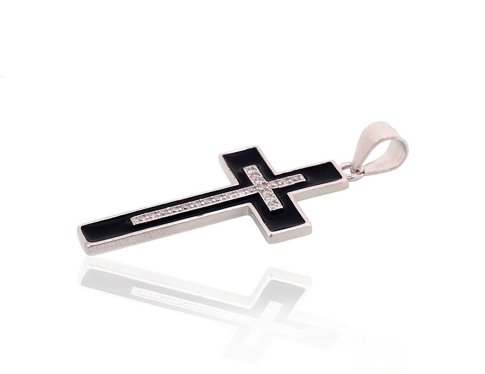 Silver pendant A2301981PRhGrCZMLBK Silver 925° Rhodium Plating Zirkons  Jewelery enamel  Crosses and Icons
