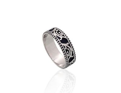 Silver ring A2101998POxBk Silver 925° oxide Plating Women