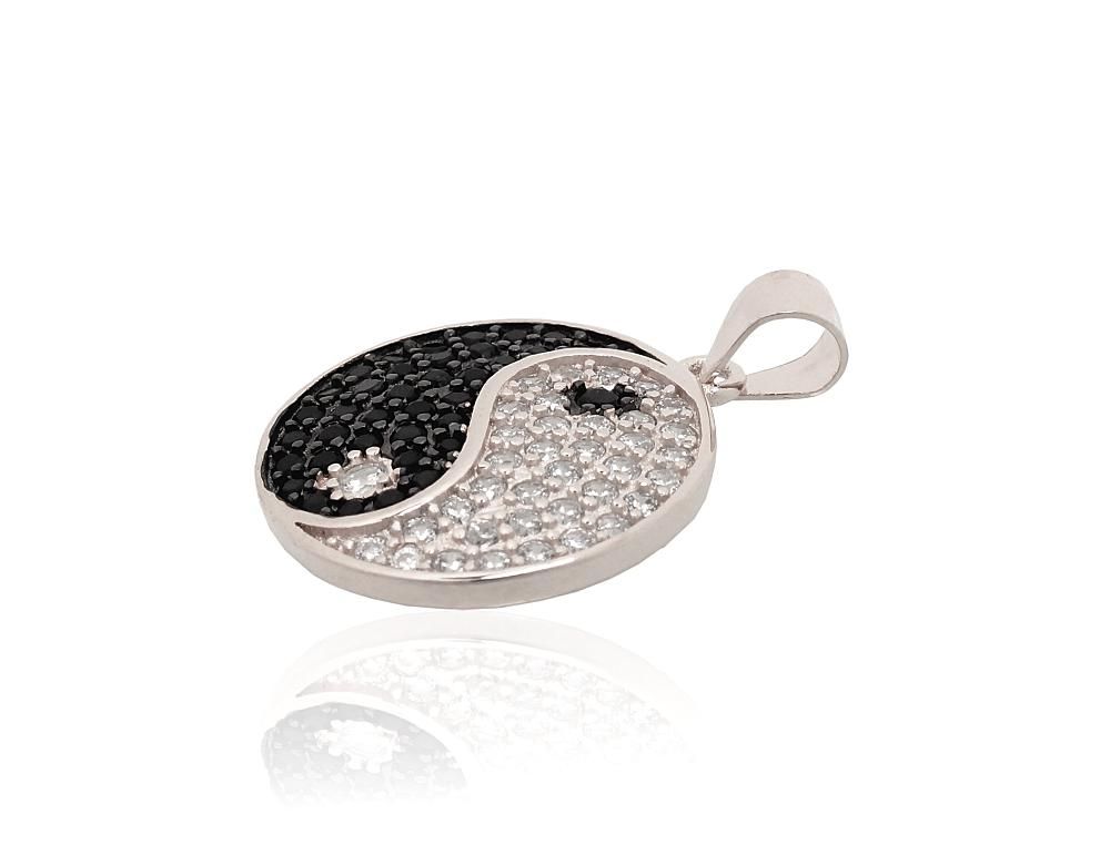 Silver pendant A2302038PRhGrPRhBkCZCZBK Silver 925° Rhodium Plating Zirkons  Women