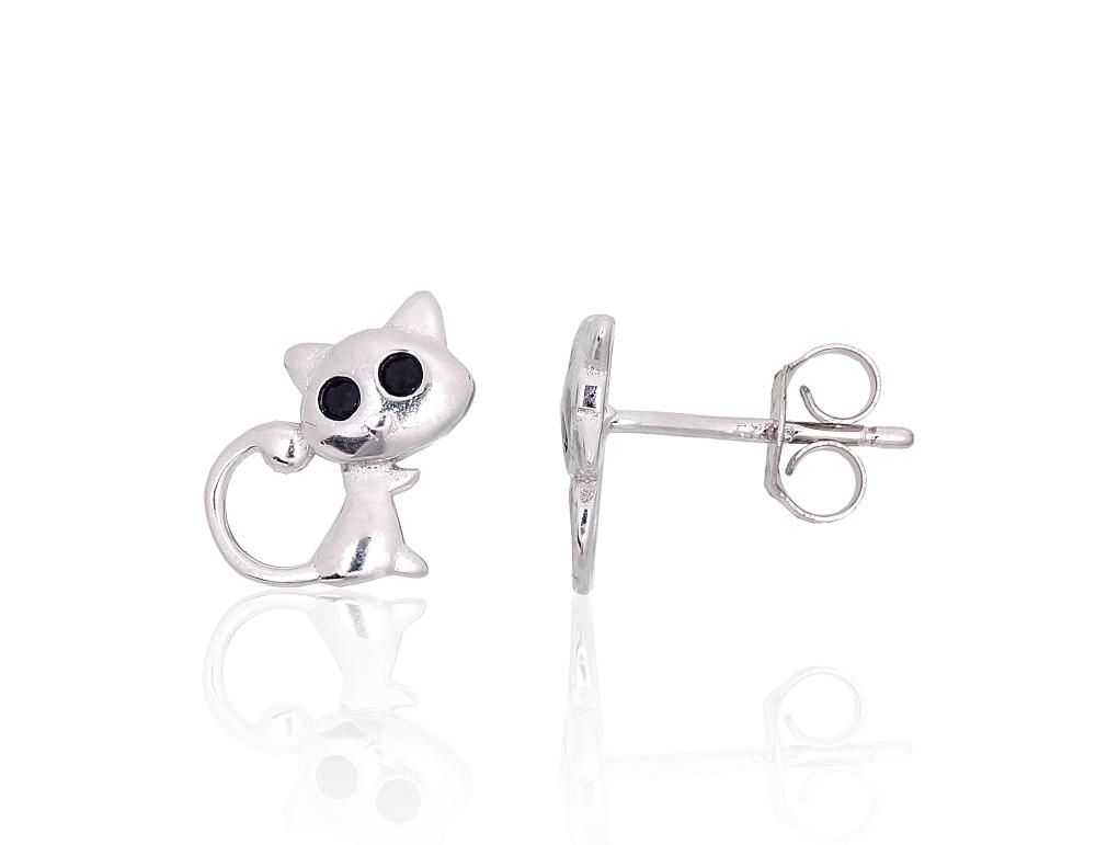 Silver stud earrings A2204091PRhGrCZBK Silver 925° Rhodium Plating Zirkons  stud