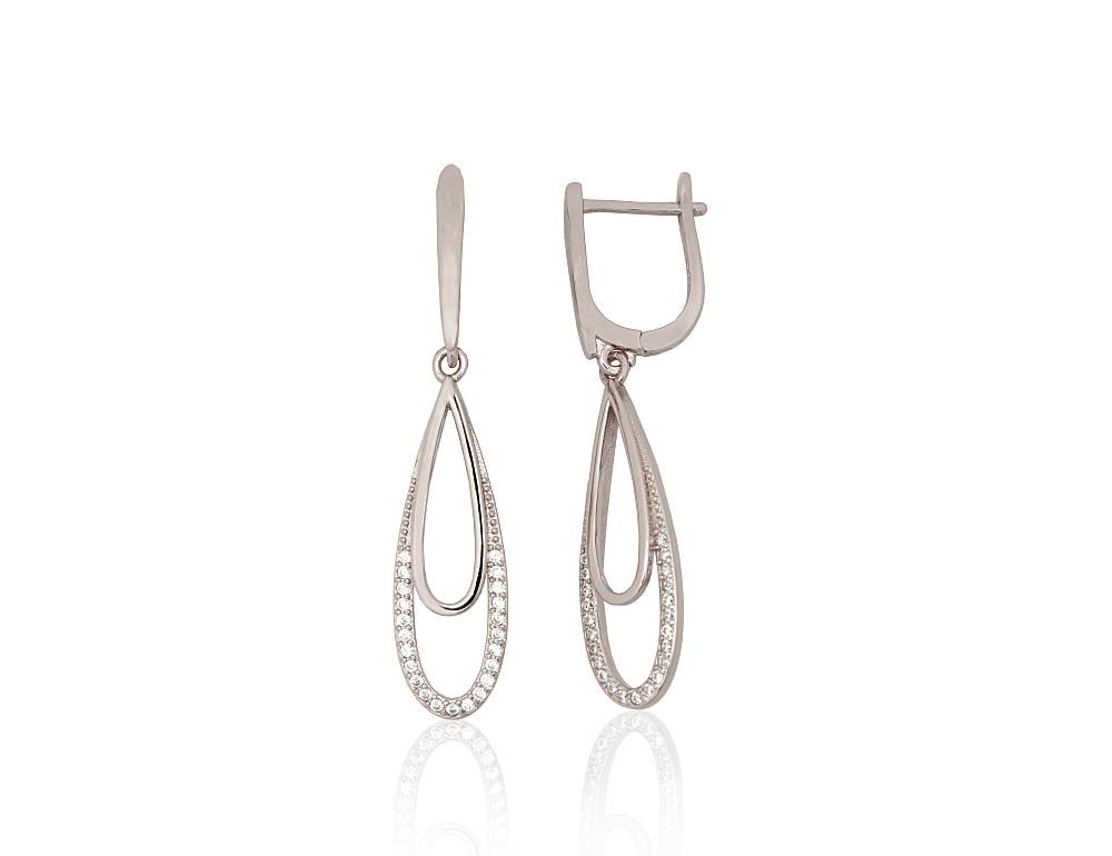 Silver earrings with 'english' lock A2204312PRhGrCZ Silver 925° Rhodium Plating Zirkons  "English" lock