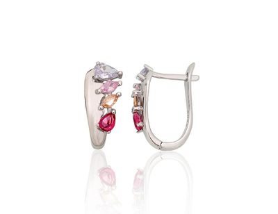 Silver earrings with 'english' lock A2204315PRhGrCZMIX Silver 925° Rhodium Plating Zirkons  "English" lock