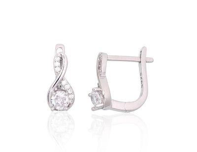 Silver earrings with 'english' lock A2204106PRhGrCZ Silver 925° Rhodium Plating Zirkons "English" lock Silver earrings with 'english' lock A2204106PRhGrCZ Silver 925° Rhodium Plating Zirkons "English" lock