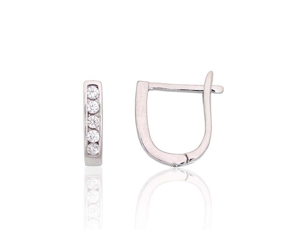 Silver earrings with 'english' lock A2204122PRhGrCZ Silver 925° Rhodium Plating Zirkons  "English" lock