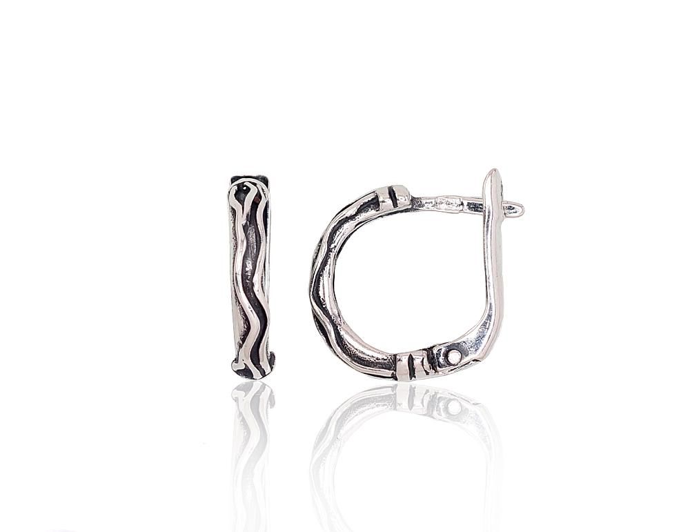 Silver earrings with 'english' lock A2203158POxBk Silver 925° oxide Plating "English" lock