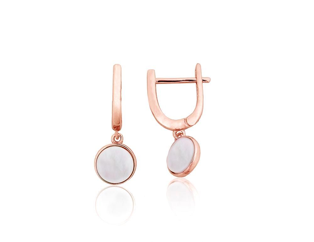 Silver earrings with 'english' lock A2204311PAuRPL Silver 925° red gold Plating Motherofpearl  "English" lock