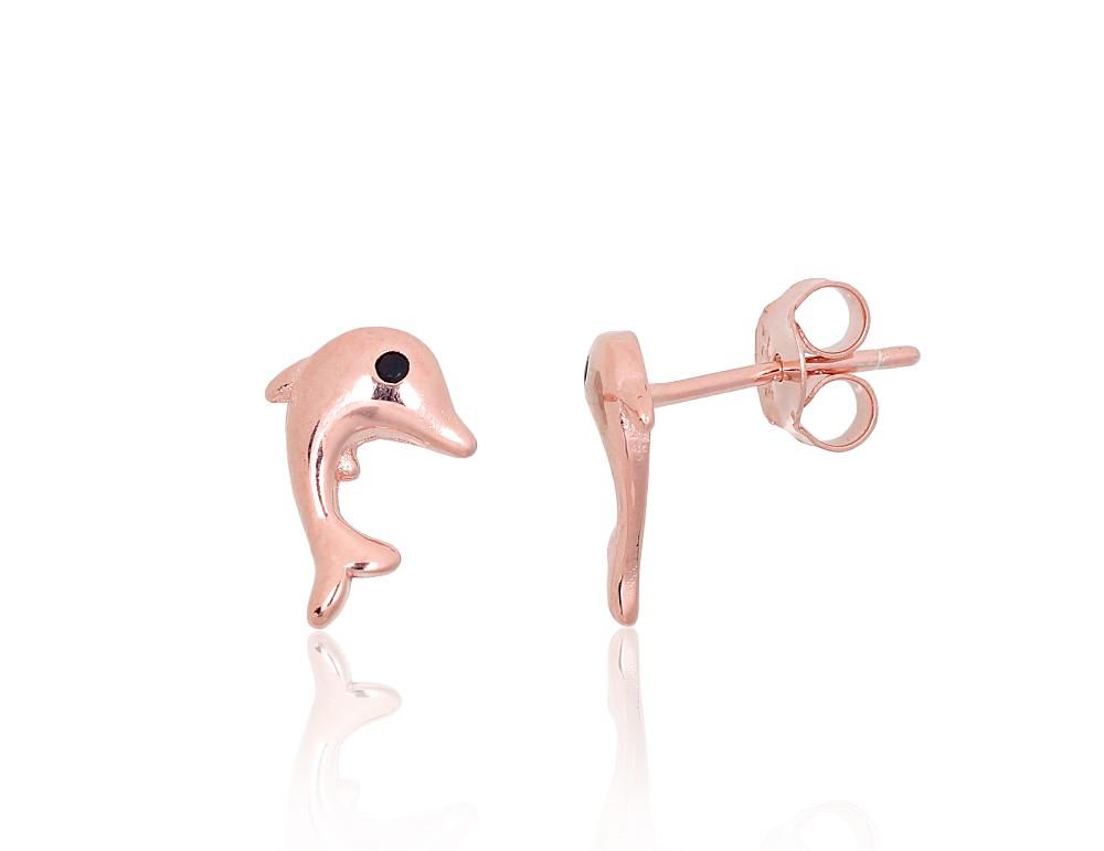 Silver stud earrings A2204092PAuRCZBK Silver 925° red gold Plating Zirkons  stud