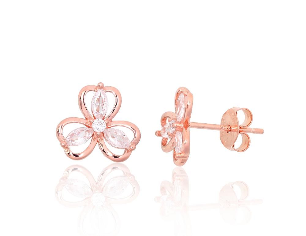 Silver stud earrings A2204137PAuRCZ Silver 925° red gold Plating Zirkons  stud