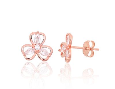 Silver stud earrings A2204137PAuRCZ Silver 925° red gold Plating Zirkons  stud