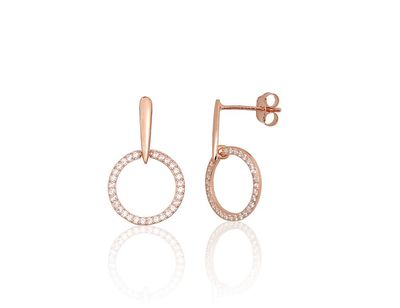 Silver stud earrings A2204300PAuRCZ Silver 925° red gold Plating Zirkons  stud