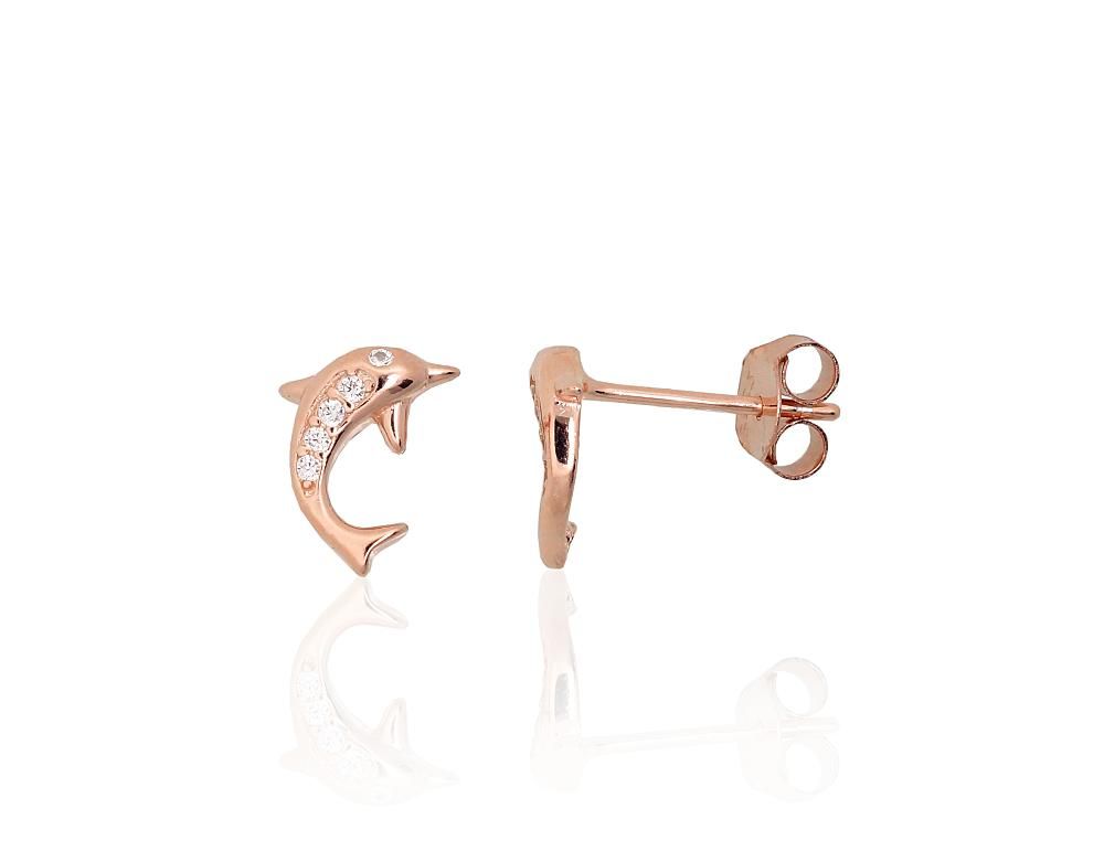 Silver stud earrings A2204292PAuRCZ Silver 925° red gold Plating Zirkons  stud