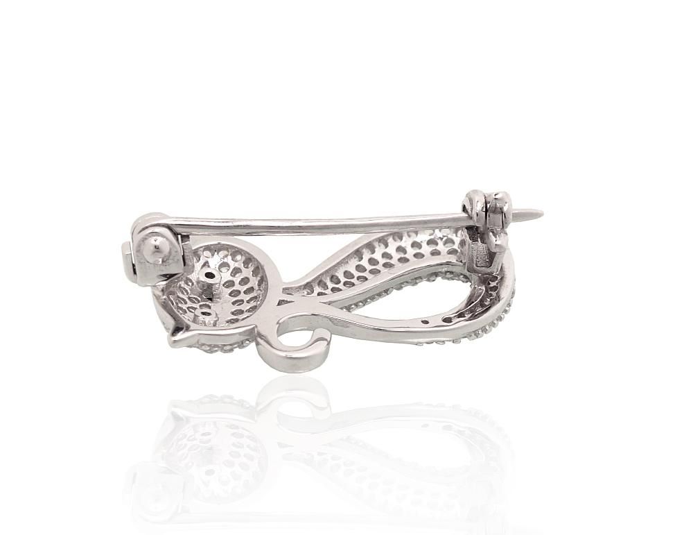 Silver brooch A2920234PRhGrCZCZBK Silver 925° Rhodium Plating Zirkons