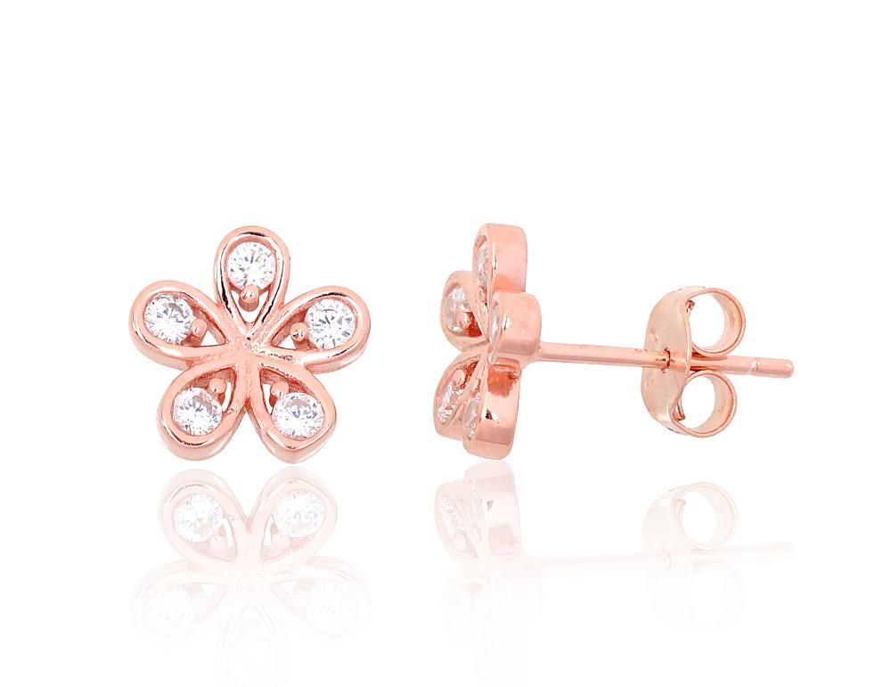 Silver stud earrings A2204136PAuRCZ Silver 925° red gold Plating Zirkons  stud