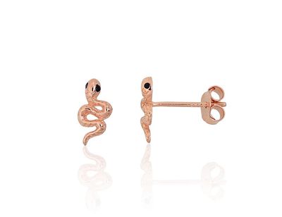 Silver stud earrings A2204291PAuRCZBK Silver 925° red gold Plating Zirkons  stud