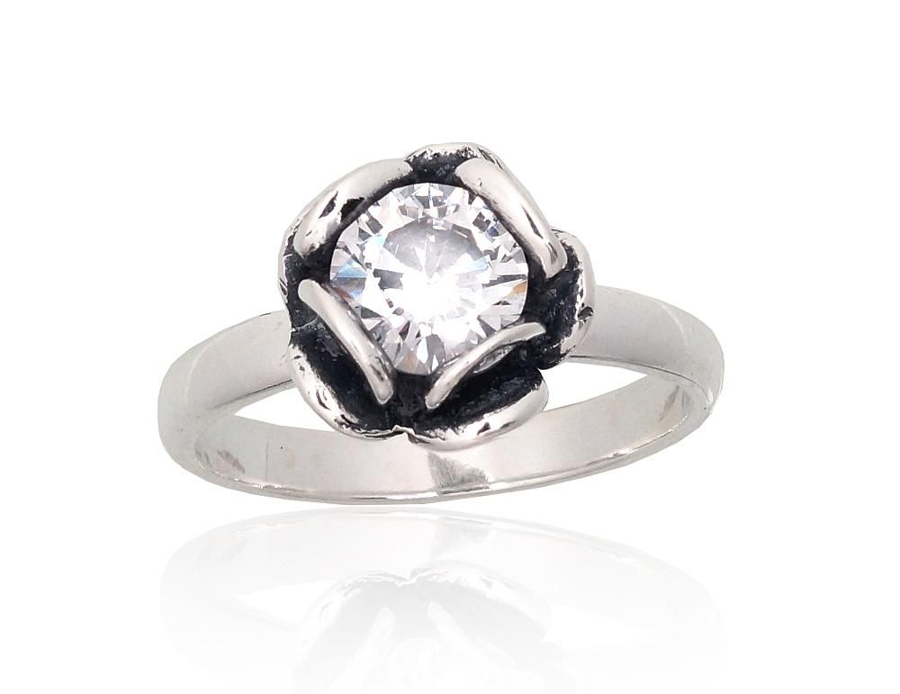 Silver ring A2101827POxBkCZ Silver 925° oxide Plating Zirkons  Women