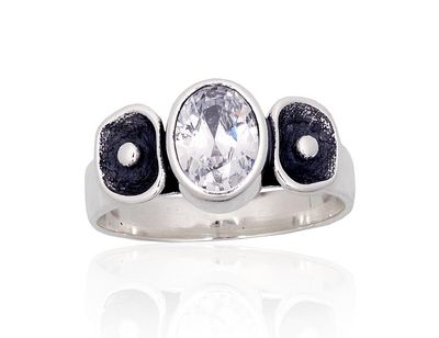 Silver ring A2101828POxBkCZ Silver 925° oxide Plating Zirkons  Women