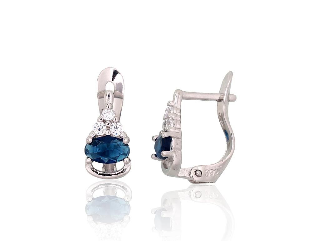 Silver earrings with 'english' lock A2201515PRhGrCZCZB Silver 925° Rhodium Plating Zirkons  "English" lock